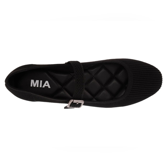 Mia Women's Black Mary Jane Ribbed Knit Comfortable Flats Size 7.5 - Picture 6 of 8